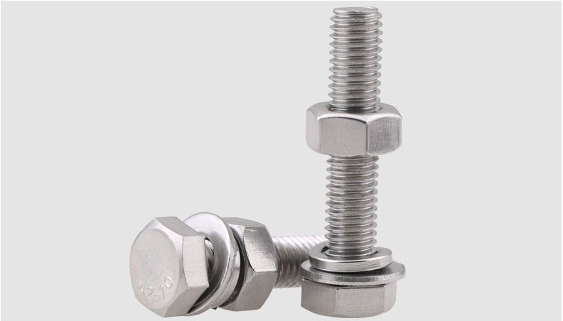 外六角螺栓套件 不锈钢304 A2-70 本色 全牙 配1螺母1平垫 M6×30 1套