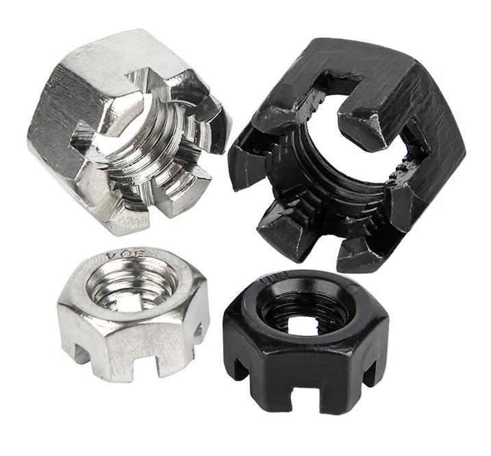 开槽六角螺母 不锈钢304 A2-70 本色 粗牙